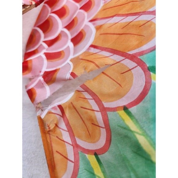 Vtg Chinese hand painted SilkPheonix in Original box minor damages 56" wide - Picture 9 of 16